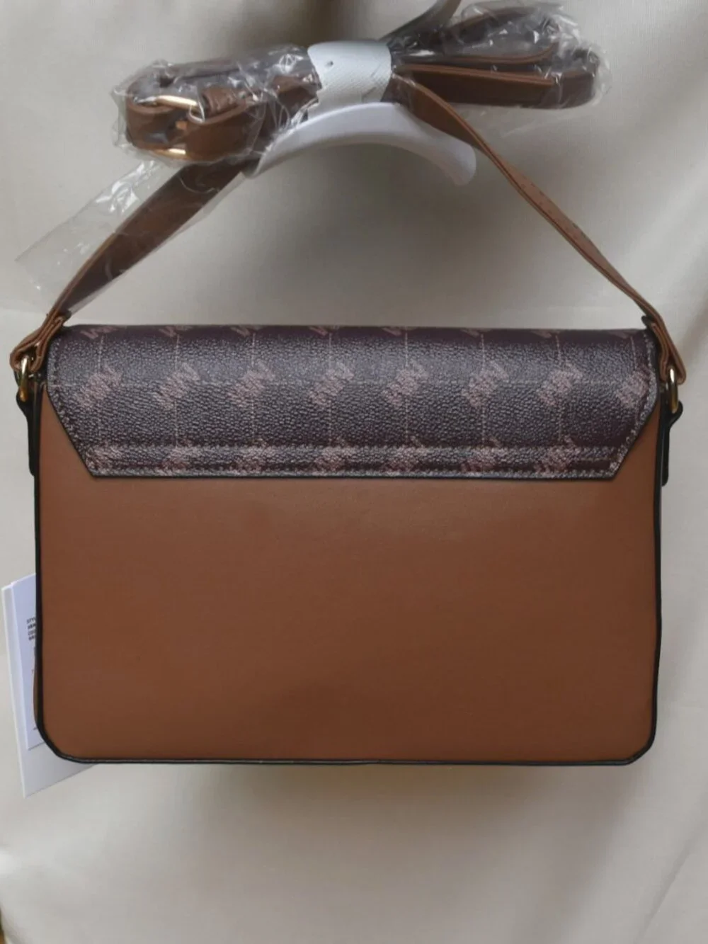 Nicole Miller Signature Logo Print Shoulder Crossbody Bag Brown Mix NWT